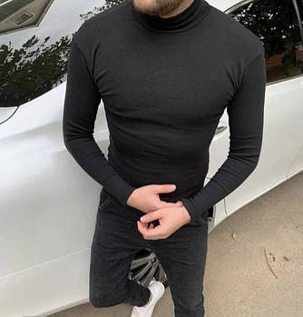 Чоловічий гольф Basic у чорному кольорі, трикотажна,  кофта під горло, щільна водолазка, розмір S-3XL