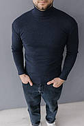 Чоловічий гольф Basic у синім кольорі, трикотажна, еластична кофта під горло, щільна водолазка, розмір S-3XL, фото 2