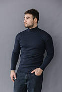 Чоловічий гольф Basic у синім кольорі, трикотажна, еластична кофта під горло, щільна водолазка, розмір S-3XL, фото 3