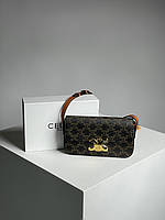 Celine Shoulder Bag Claude In Triomphe Canvas And Calfskin Tan