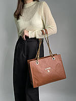 Chanel Leather Tote Bag Brown
