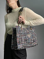 Chanel Textile Tote Bag Tweed Vakko