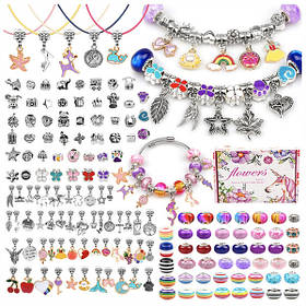 Дитячий набір для створення шарм браслетів і підвісок прикрас із намистин 162 елемента (60471)