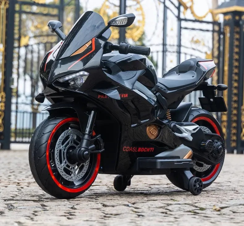 Дитячий електро мотоцикл двоколісний на акумуляторі Bambi M 5056 для дітей 3-8 років Чорний, фото 1