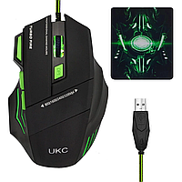 Игровая мышка с подсветкой от USB, 2в1 Gaming Mouse + Коврик X7S 7D / Комплект коврик и проводная мышь