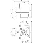 Стакан для зубних щіток PERFECT SANITARY APPLIANCES RM 1801 подвійний скляний хром 000005203, фото 4