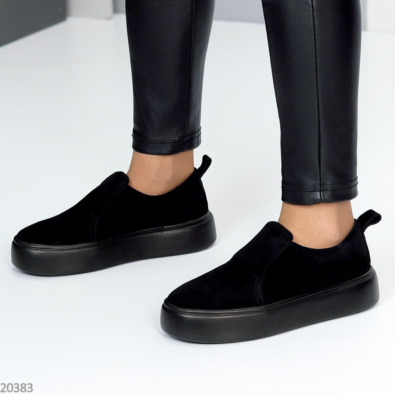 Женские замшевые лоферы туфли стильные молодежные черные натуральная замша - фото 4 - id-p2112819760
