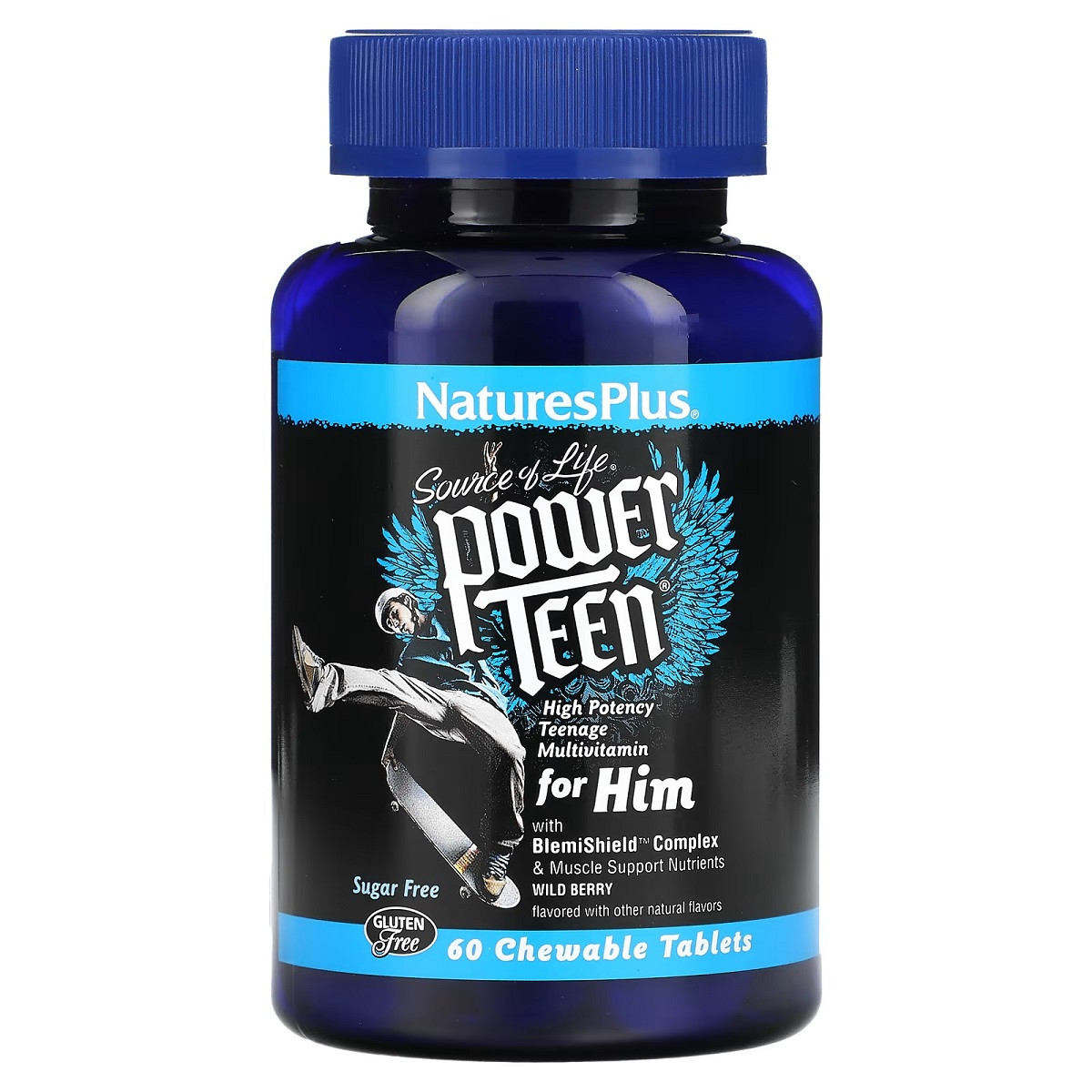 Мультивітаміни для Хлопців, Смак Лісових Ягід, Power Teen, Natures Plus, 60 жувальних таблеток