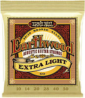 Струны для акустической гитары Ernie Ball 2006 Earthwood Acoustic 80 20 Bronze Extra Light 10 LP, код: 6555338