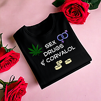"Sex, drugs. corvalol" футболка для хлопця, чорна