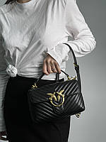 _xD83D__xDC8E_ Pinko Mini Classic Lady Love Bag Puff Chevron Black/Gold 23 х 13 х 8 см