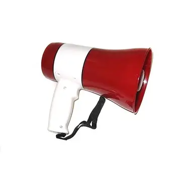 Акумуляторний гучномовець із записом голосу MEGAPHONE ER-22 Рупор ручний 15 Вт Червоно-Білий