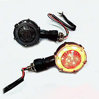 Динамічні діодні повороти D-174 з червоним габаритом, чорні (к-т 2 штуки)