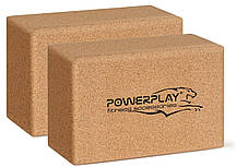 Блоки для йоги 2шт. PowerPlay PP_4006 з пробкового дерева Cork Yoga Block (пара)