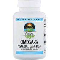 Омега 3 Source Naturals Vegan Omega-3S, EPA-DHA 300 mg 60 Veg Softgels SNS-02459 LP, код: 7813112