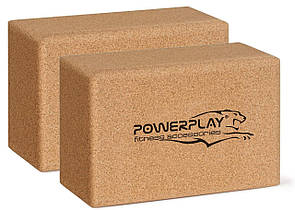 Блоки для йоги 2 шт. PowerPlay PP_4006 з пробкового дерева Cork Yoga Block (пара)