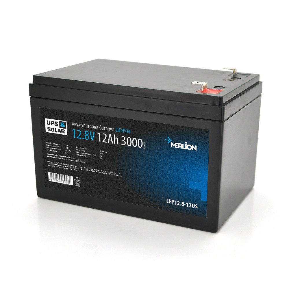 Літій-залізо-фосфатний акумулятор Merlion LiFePO4 12.8 V 12 AH (4S2P/BMS-15A), (151x98x95) for UPS, 3000 циклів