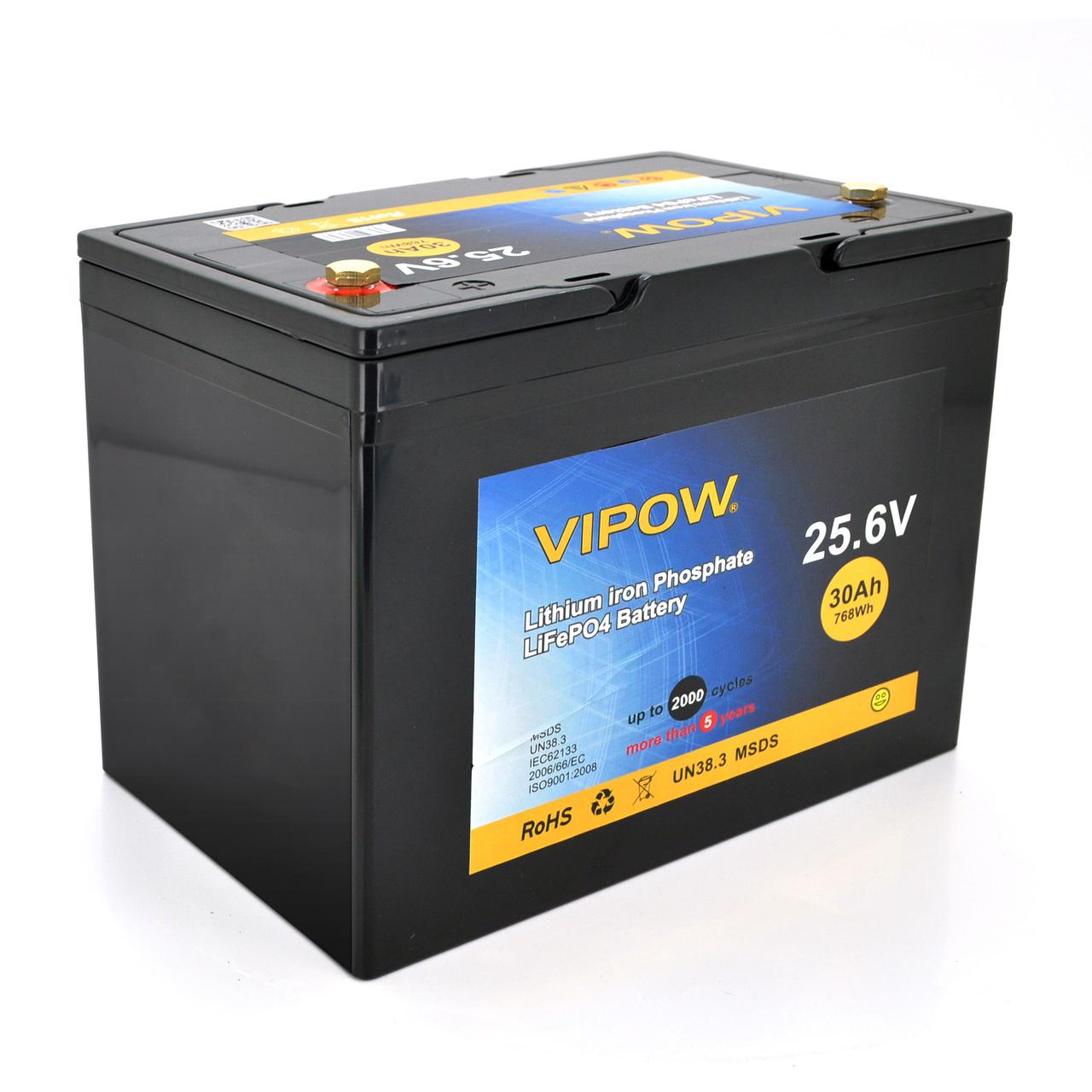 Акумуляторна батарея Vipow LiFePO4 25,6 V 30 Ah з вбудованою ВМS-платою 25 A (230*128*209)