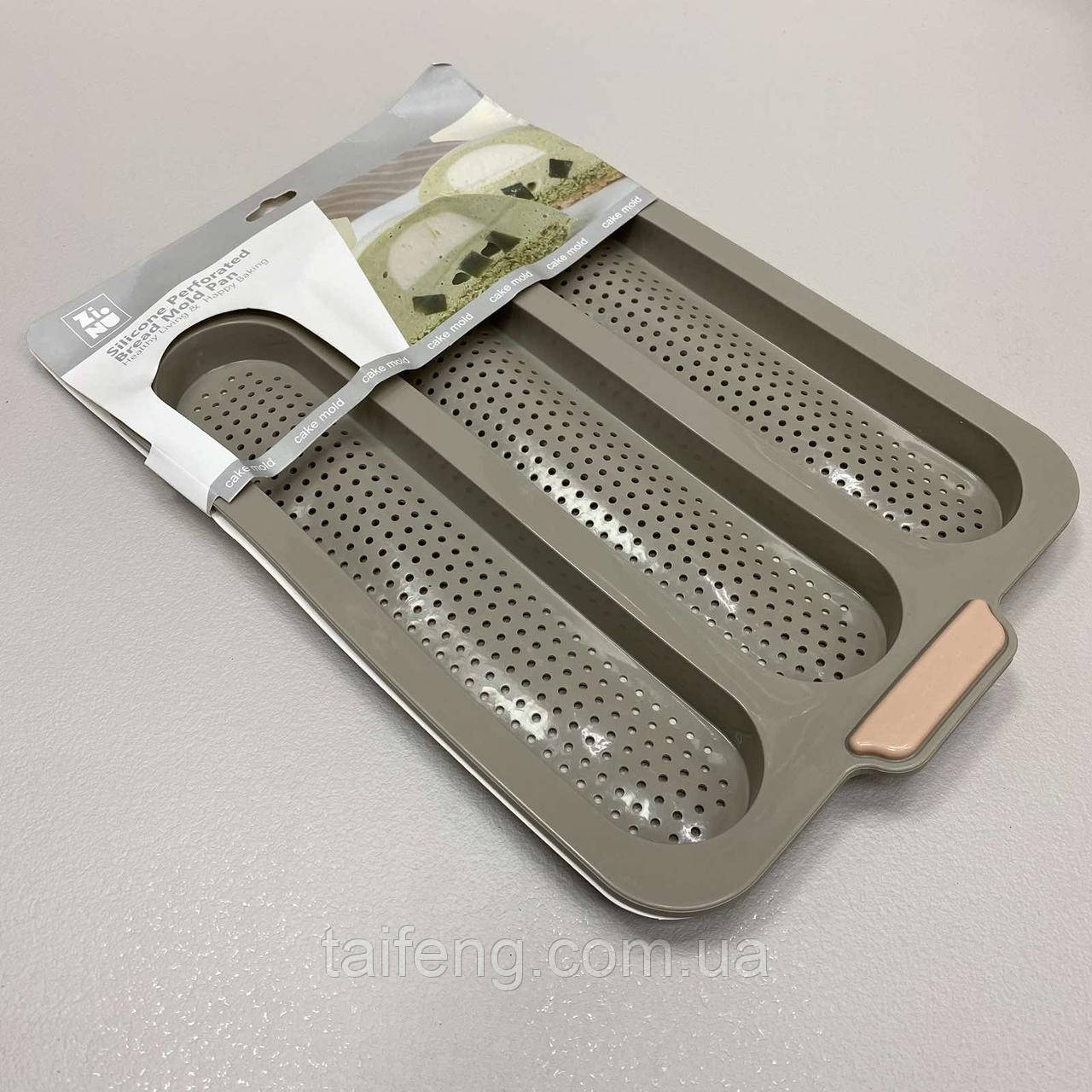 Форма перфорована силіконова для випікання хліба та багетів 34,2*23,4*2 см SNS MM-1192/1248 бежева