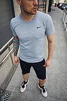 Базовая однотонная мужская серая футболка Nike, футболка cерая мужская Найк