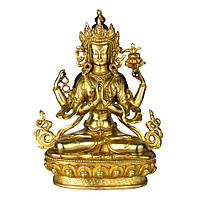 Статуя Традиционная Ченрезиг (Авалокитешвара) Бронза 22х17х9,7 см Золотой (09019) LP, код: 6489238