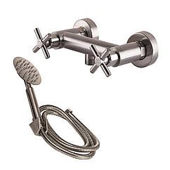 Змішувач для душу GLOBUS LUX DUKAT SD4-105 000022968 сатин нержавіюча сталь з душовим набором 131437