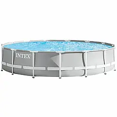 Круглий каркасний басейн Intex 26724 (457 х 107 см) з картриджним фільтром, драбиною та тентом