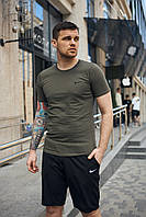 Базовая мужская футболка Найк цвета хаки, однотонная футболка мужская Nike хаки