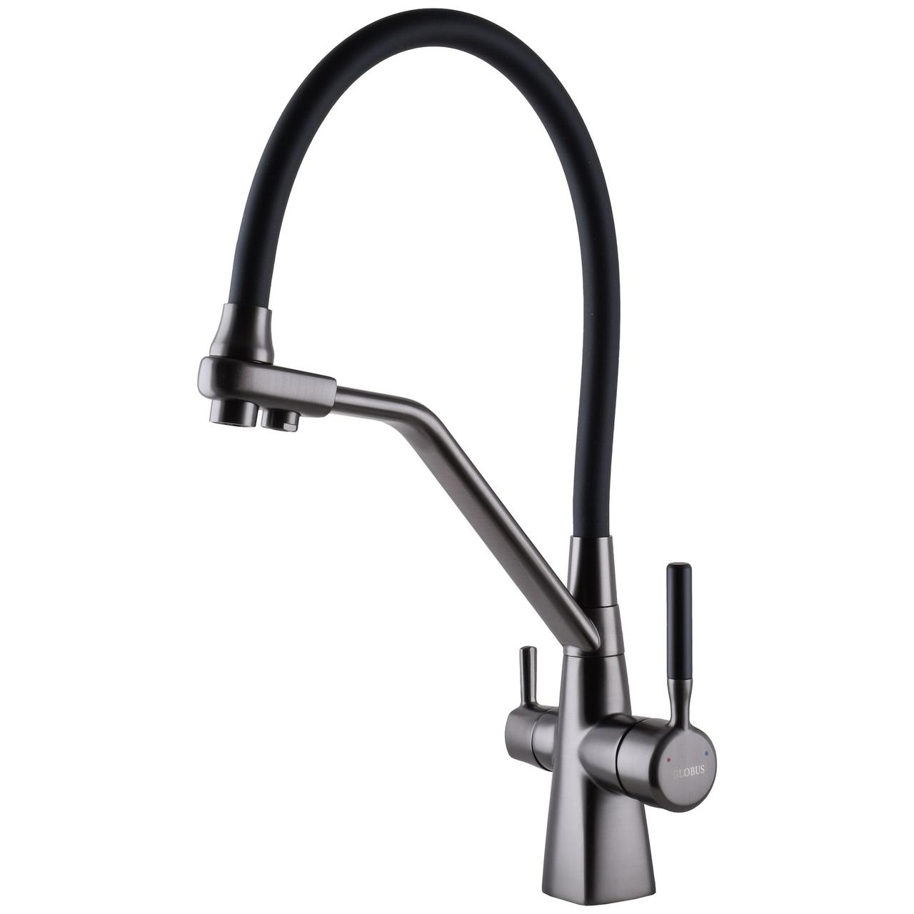 Змішувач для кухні на дві води GLOBUS LUX LAZER GLLR-0700-L-11-01 000024668 чорний латунь 158975, фото 1