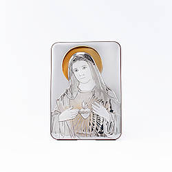 Срібна Ікона Непорочне Серце Пресвятої Діви Марії 15X21см MB/E981/2X
