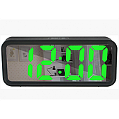Дзеркальний LED-годинник із будильником і термометром DT-6508 Чорний (зелена підсвітка)