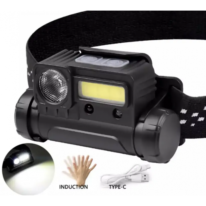 Ліхтар налобний Bailong BL 123 акумуляторний з датчиком руху та червоним світлом