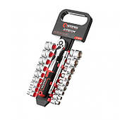 Набір головок 3/8" 6-24 мм, подовжувач, ручка з храповим механізмом 72 зуби, 20 од., Cr-V STORM INTERTOOL