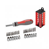 Викрутка з храповим механізмом і комплектом насадок 31 од INTERTOOL VT-3374