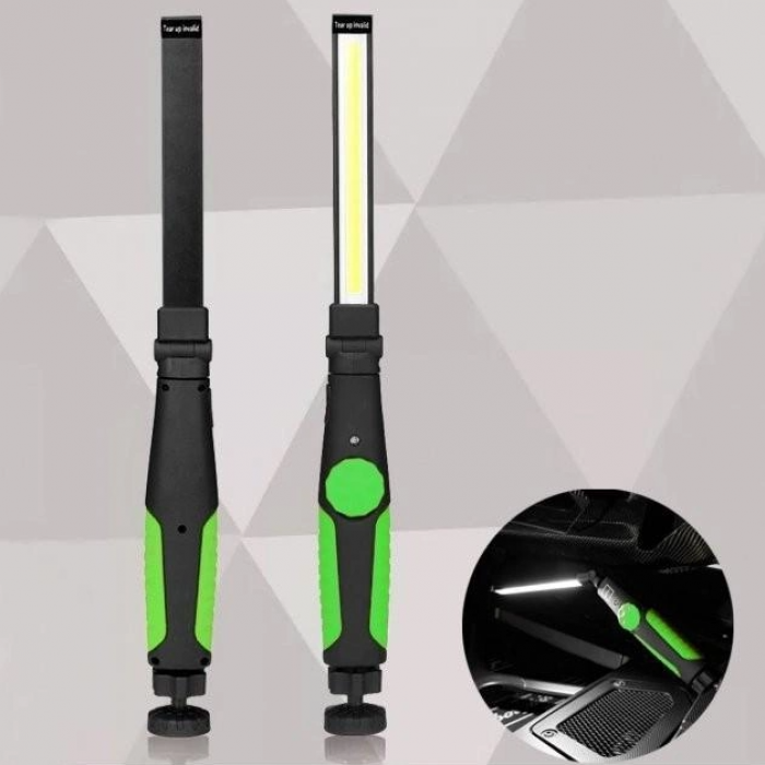 Ліхтар акумуляторний WORKLIGHT-W55-COB поворот 180o з магнітом ліхтарик Зелений