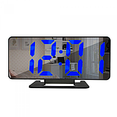 Дзеркальний LED-годинник із будильником і термометром VST-888 Чорний Синій підсвітка