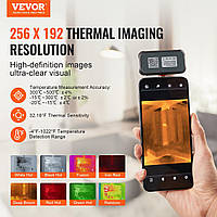 Тепловизионная камера VEVOR для Android, разрешение 256 x 192 ИК, частота обновления 25 Гц