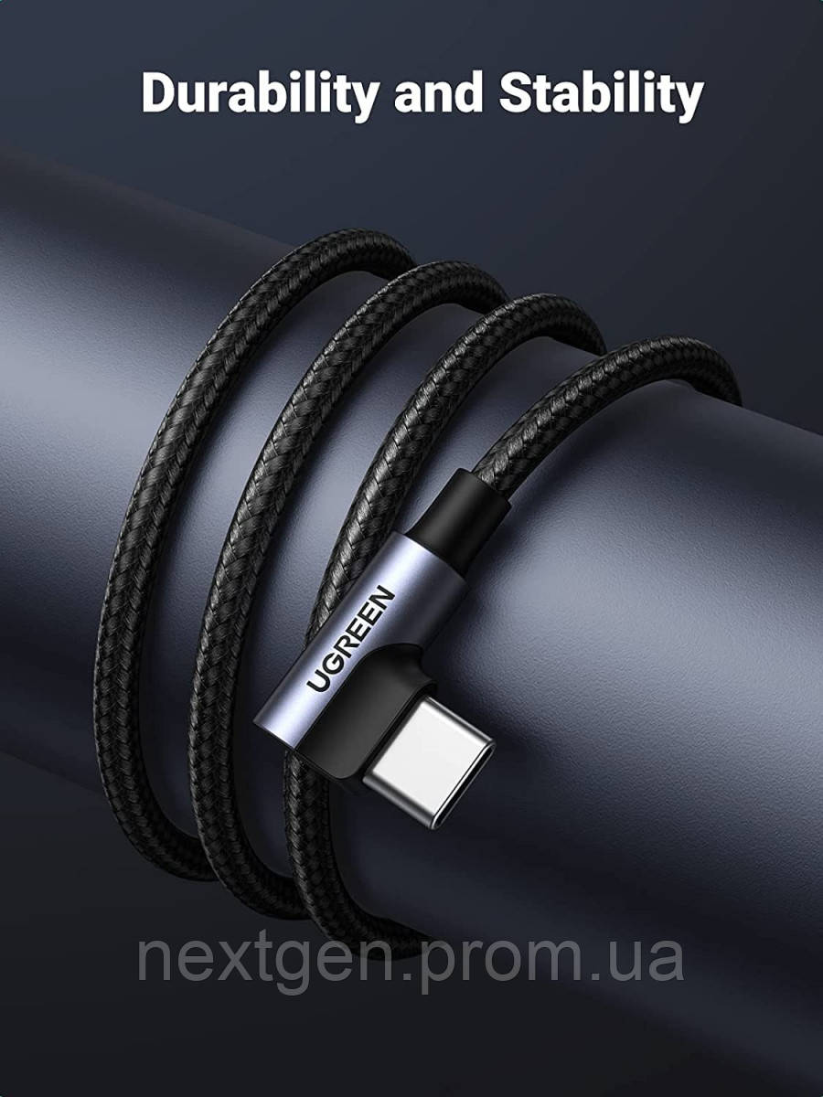 Угловой кабель Ugreen Angled USB 2.0 A to Type-C US176 20857 2 м Черный KN, код: 7930117 - фото 6 - id-p2113034158