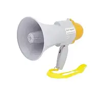 Аккумуляторный громкоговоритель с записью голоса MEGAPHONE HW 8С Рупор складной 10 Вт Бело-Желтый