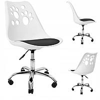 Офісний стілець крісло зі спинкою на коліщатках Bonro B881 біле з чорним із регулюванням висоти сидіння для офісу