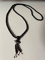 Мужские бусы из дерева 84см Стильное мужское ожерелье Цвет: черный (темный шоколад) ЗК