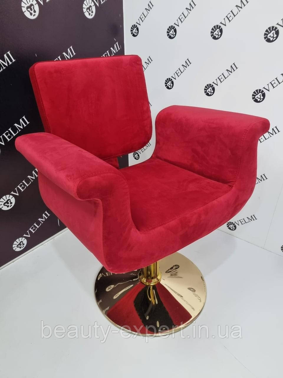 Крісло перукарське на ГІДРАВЛІЦІ Diva Gold VELMI крісла для перукарів на золотому диску