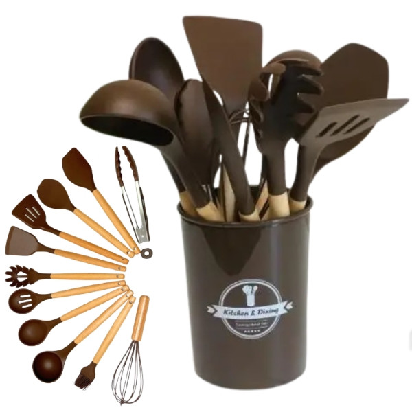 Набір кухонних аксесуарів 12 предметів Zepline ZP-036 Коричневий, фото 1