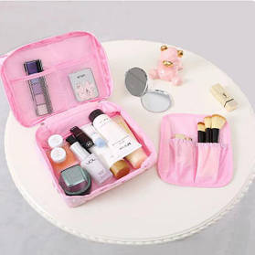 Сумка для косметики жіноча 21×16×8 см, органайзер для косметики Рожевий