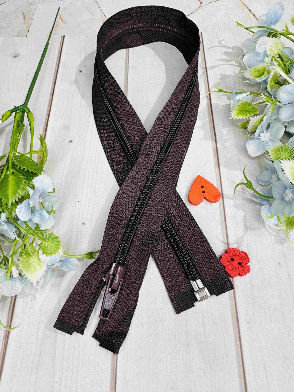 Спіральна пластикова блискавка 45 см Тип-5 роз'ємна. Колір - темно коричневий, фото 1