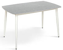 Стіл обідній на металевих білих ніжках із керамічною стільницею Кипарис Сірий 120х80 Мікс Меблі