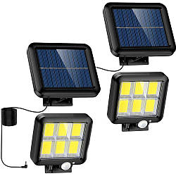 Комплект 2 шт Вуличний Led ліхтар на сонячній батареї BK-128-6COB + пульт / Світильник з датчиком руху