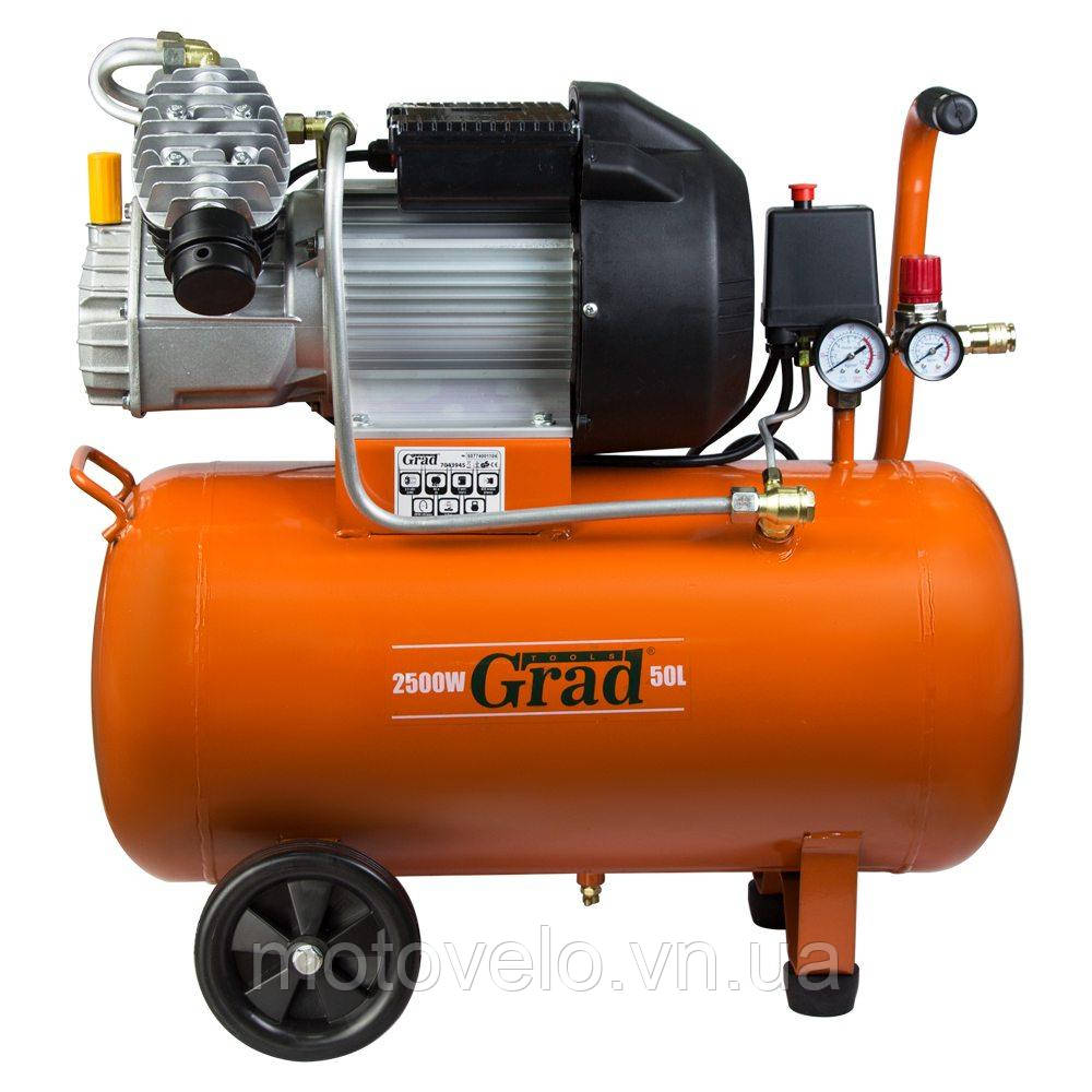 Компресор V 2.5кВт 435л/хв 8бар 50л (2 крана) GRAD