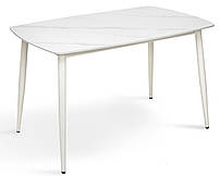 Білий обідній нерозкладний стіл для невеликої сім'ї з керамічною стільницею Кипарис 120х80 Мікс Меблі