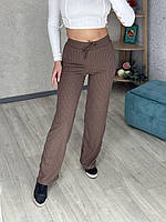 Женские стильные штаны палаццо из хлопкового мустанга (Размер 42,44,46,48), Мокко